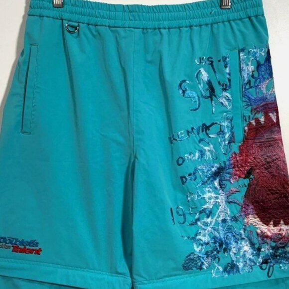 DOUBLET RARE $695 JAPAN Streetwear Printed Chaos Embroidery Two Way Pants Blue M - Picture 3 of 15